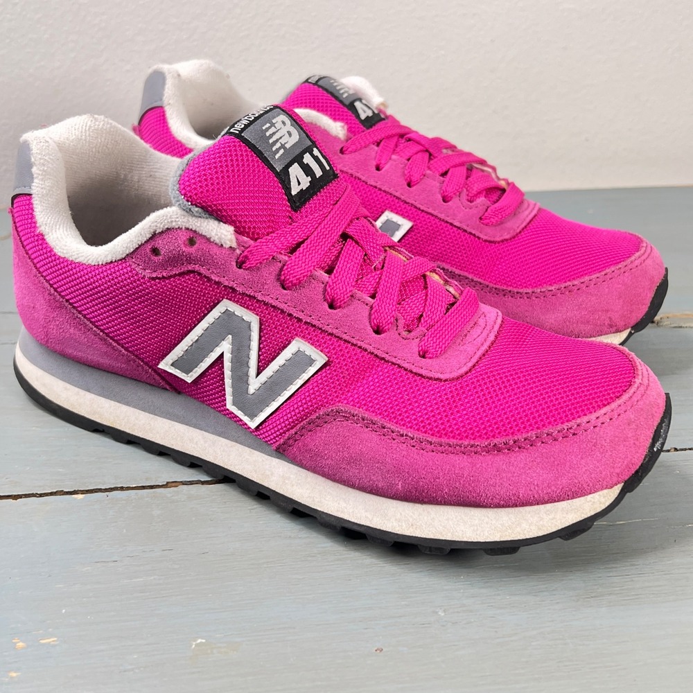 New Balance 411 Womens Sneakers Pink Suede Mesh Running Shoes WL411AAG Size 7 - Picture 3 of 13